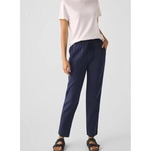 Faherty Navy Linen Blend Essential Travel Drawstring Pant - Size - Small